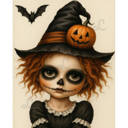 Diamond Painting Sorcière Squelette d’Halloween