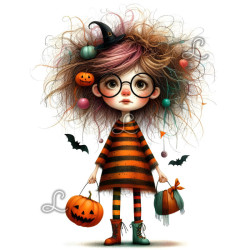 Diamond Painting Fillette Kawaii d’Halloween aux Lunettes