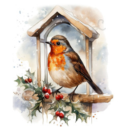 Diamond painting rouge-gorge hivernal