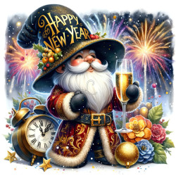 Toile Happy New Year – Diamond Painting gnome festif | Lé-Li