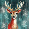 Toile Le Cerf des Neiges – Diamond Painting hivernal | Lé-Li