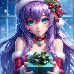 Diamond Painting Fille Manga de Noël avec Cadeau