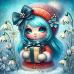 Diamond Painting Fillette Kawaii avec Cadeau de Noël
