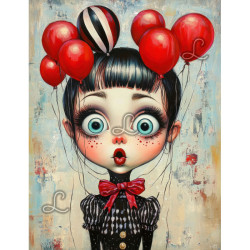 Toile La Fille aux Ballons Rouges – Diamond Painting pop art | Lé-Li