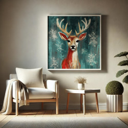 Toile Le Cerf des Neiges – Diamond Painting hivernal | Lé-Li