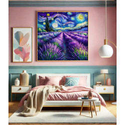Toile Nuit en Provence – Diamond Painting lavande étoilée | Lé-Li