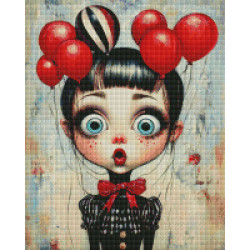 Toile La Fille aux Ballons Rouges – Diamond Painting pop art | Lé-Li