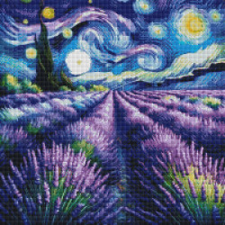 Toile Nuit en Provence – Diamond Painting lavande étoilée | Lé-Li