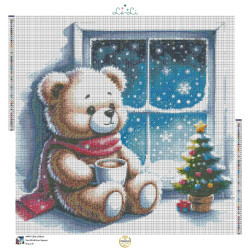 Toile Câlin d’Hiver – Diamond Painting ourson de Noël | Lé-Li