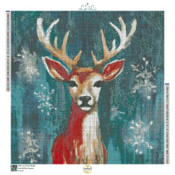 Toile Le Cerf des Neiges – Diamond Painting hivernal | Lé-Li