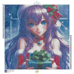 Diamond Painting Fille Manga de Noël avec Cadeau | Lé-Li