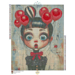 Toile La Fille aux Ballons Rouges – Diamond Painting pop art | Lé-Li