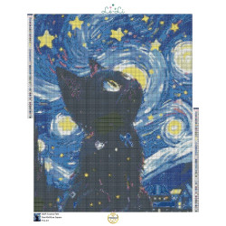 Toile Cosmos Félin – Diamond Painting chat étoilé | Lé-Li