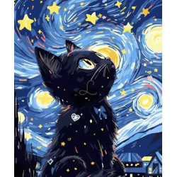 Diamond Painting Chat Noir Artistique Premium | Lé-Li