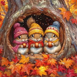 Diamond Painting Écureuils en Automne | Lé-Li