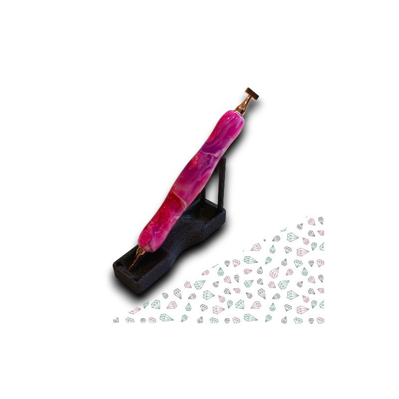 Stylet diamond painting rose marbré embouts or rose dévissables