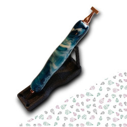 Stylet diamond painting bleu marbré avec embouts or rose