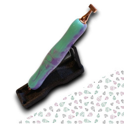 Stylet diamond painting vert d’eau et lilas marbré embouts or rose