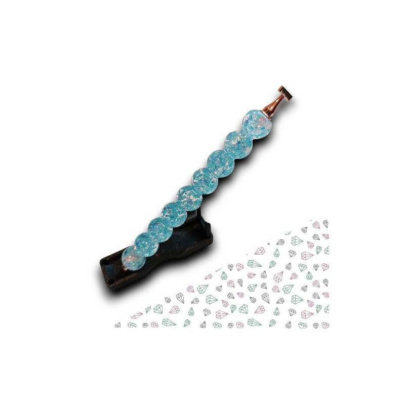 Stylet diamond painting bleu scintillant long embouts or rose