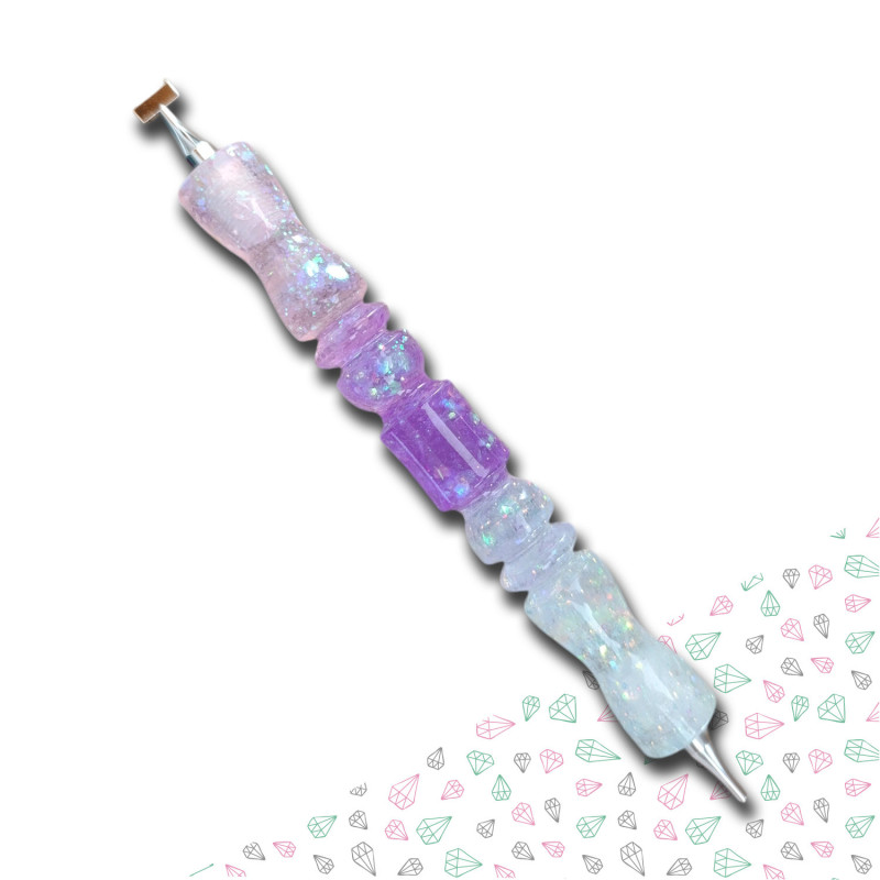Stylet diamond painting dégradé rose lilas scintillant long