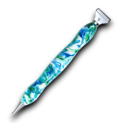 Stylet diamond painting vert bleu marbré clipsable