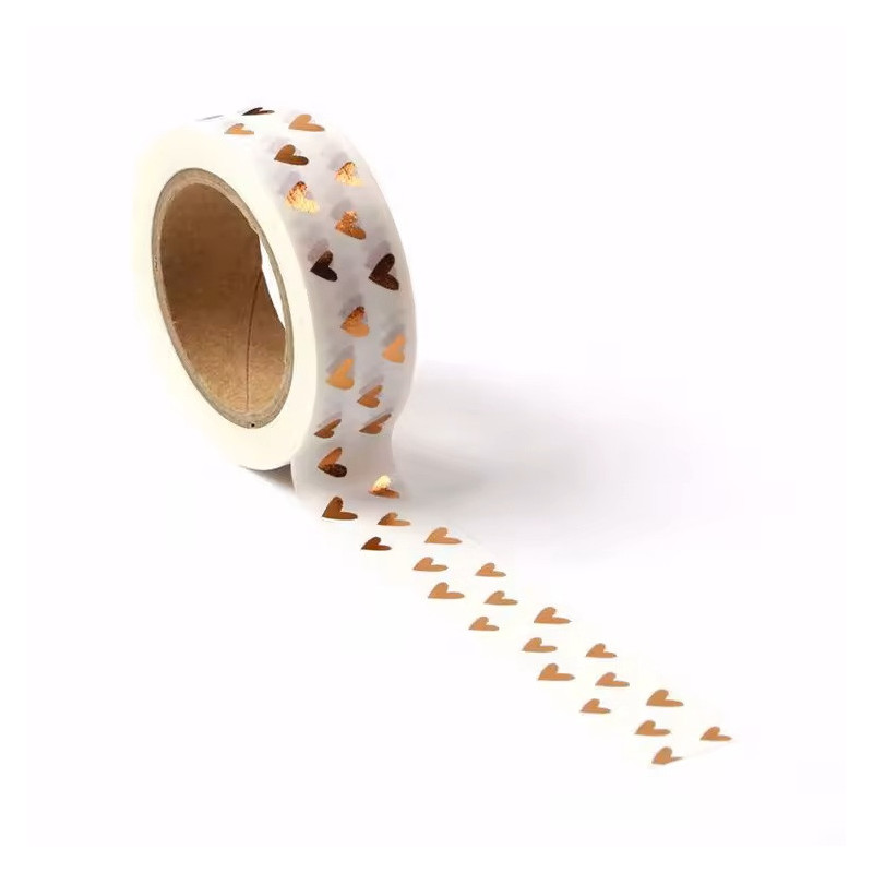 washi tape 1.5cm * 10m coeur gold