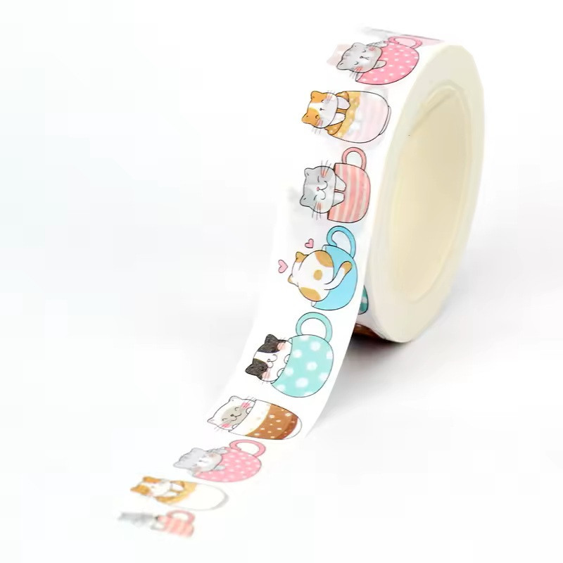 washi tape 1.5cm * 10m cats kawaï dans tasses