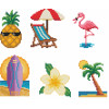 Mini kit diamond painting été avec motifs tropicaux ananas flamant rose palmier transat surf fleur