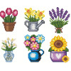 Mini kit diamond painting fleurs avec 6 motifs floraux colorés en pot bouquet tournesol lavande arrosoir