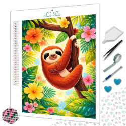 Diamond Painting Paresseux Tropical – 60 couleurs, toile colorée | Lé-Li