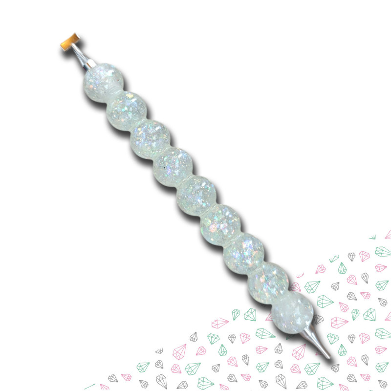 Stylet diamond painting Perle Boréale scintillante long embouts argent dévissables