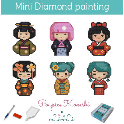 Mini kit Kokeshi – Broderie diamant japonaise | Lé-Li