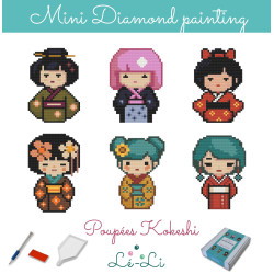 Mini kit Kokeshi – Broderie diamant japonaise | Lé-Li
