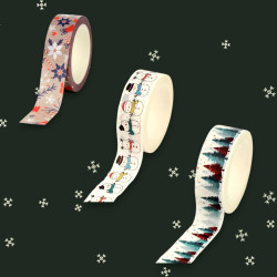 Ruban Washi Tape Noël 1,5 cm x 10 m - Décorations Festives