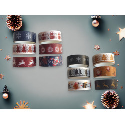 Lot 6 Ruban Washi Tape Noël 1,5 cm x 2 m - Motifs Festifs