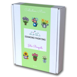 Mini kit diamond painting fleurs avec 6 motifs floraux colorés en pot bouquet tournesol lavande arrosoir