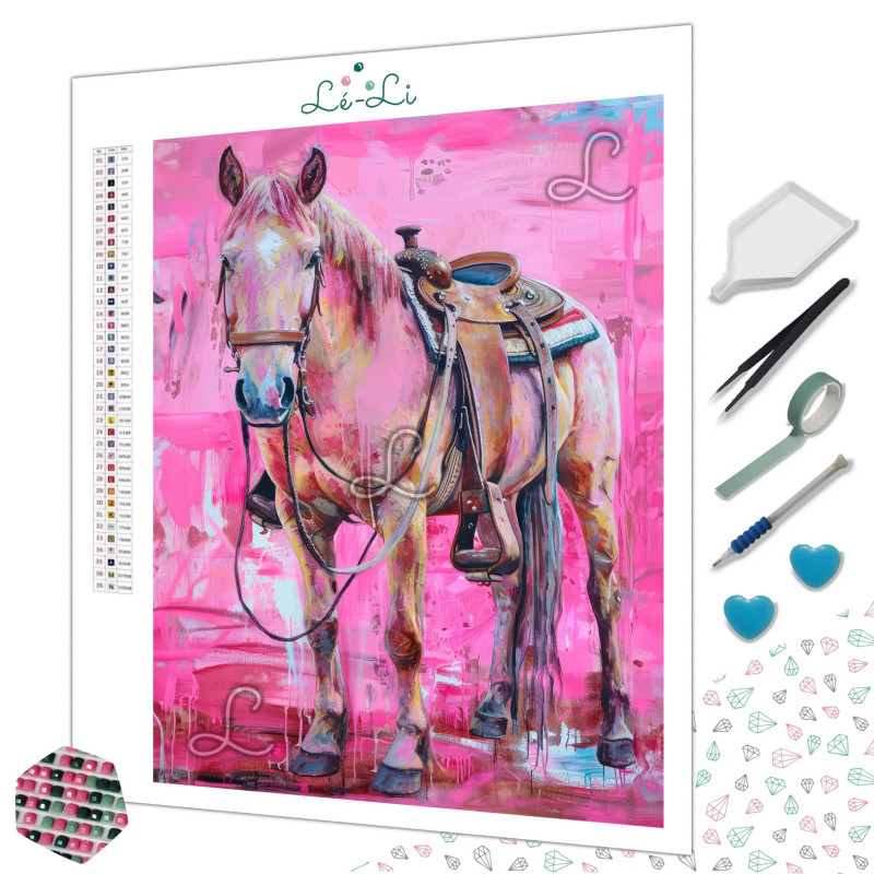 Pink Horse - Premium Broderie Diamant