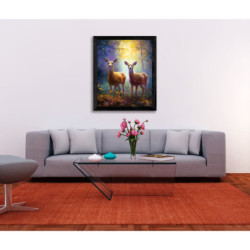 Chevreuils à l'orée du bois - Premium Broderie Diamant