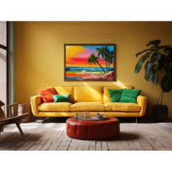 Diamond Painting Plage Tropicale au Coucher de Soleil – Paysage Exotique et Détente