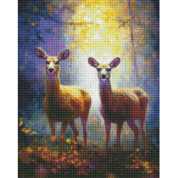 Chevreuils à l'orée du bois - Premium Broderie Diamant
