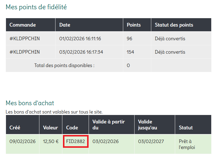 Programme fidélité etape 3